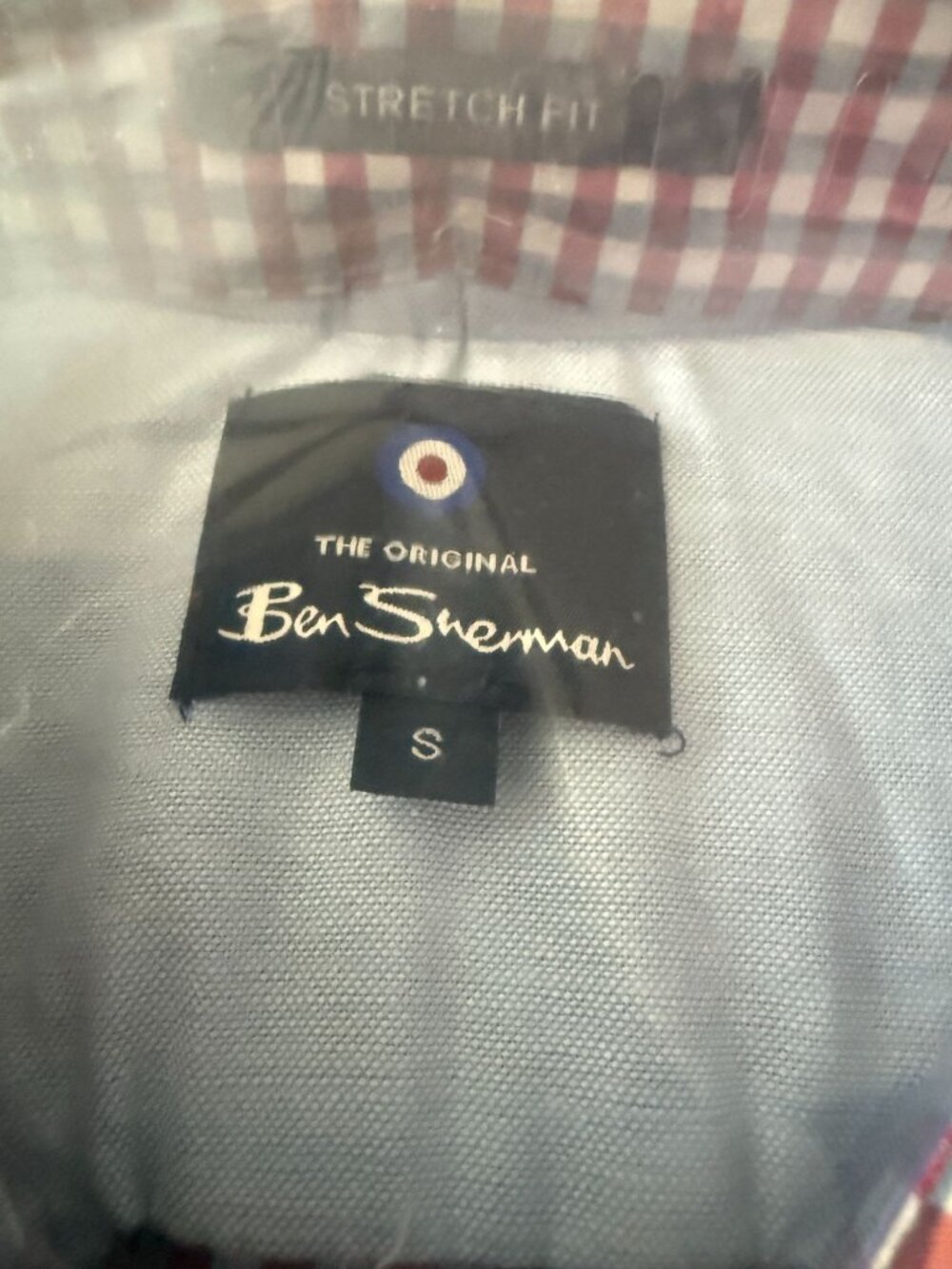 Ben Sherman Mens Red Blue Checkered Gingham 100% Cotton Stretch Fit Shirt Small - Picture 4 of 8